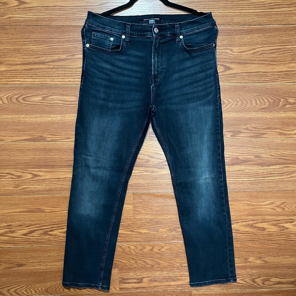 calvin klein men jeans 32 x 30 blue dark wash ckj035 straight zipper and pocket